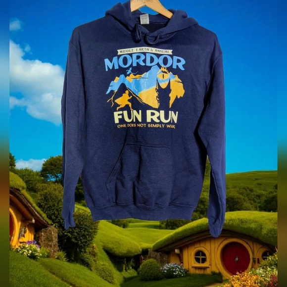 Gildan S Lord Of The Rings Mordor Fun Run Hoodie - Picture 1 of 6